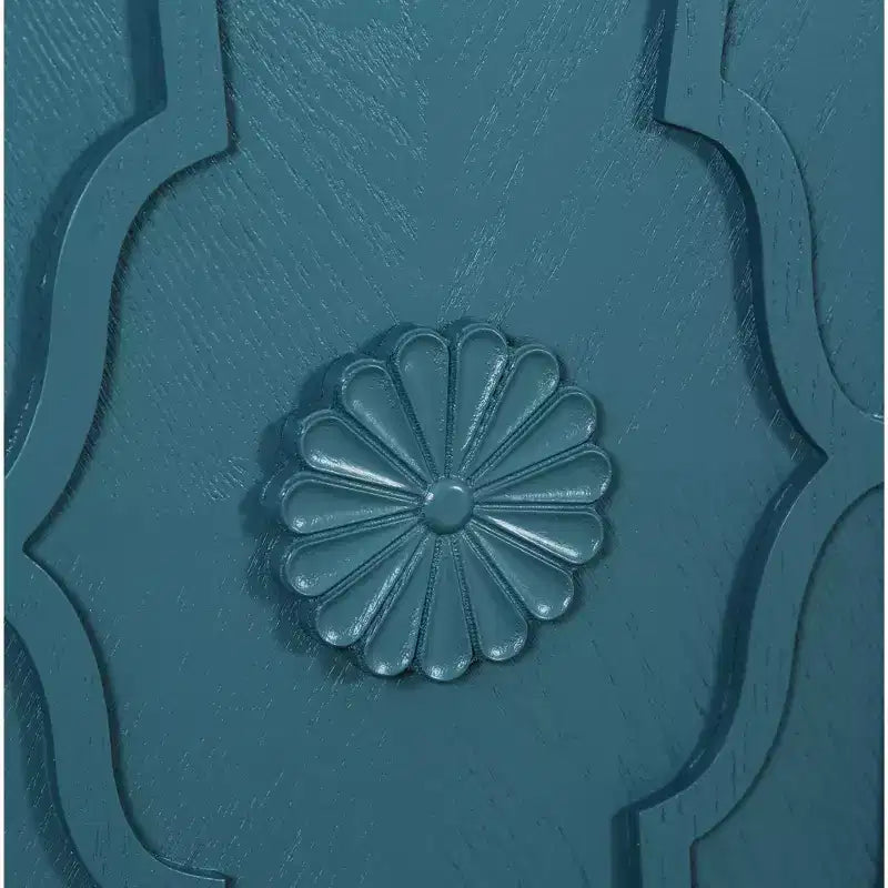 Mobiletto Contenitore con Anta Intagliata a Fiori, Credenza da Ingresso con Maniglia in Metallo, Mobiletto per Soggiorno