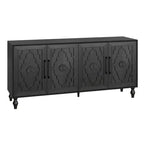 Mobiletto Contenitore con Anta Intagliata a Fiori, Credenza da Ingresso con Maniglia in Metallo, Mobiletto per Soggiorno