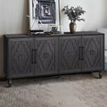 Mobiletto Contenitore con Anta Intagliata a Fiori, Credenza da Ingresso con Maniglia in Metallo, Mobiletto per Soggiorno