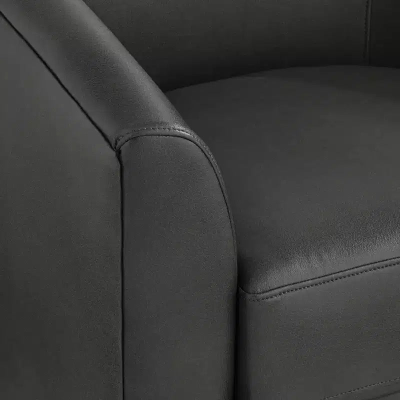 Poltrona girevole a barile in similpelle grigio scuro larga 30 3/4