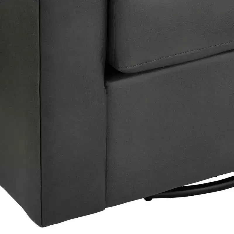 Poltrona girevole a barile in similpelle grigio scuro larga 30 3/4