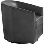 Poltrona girevole a barile in similpelle grigio scuro larga 30 3/4