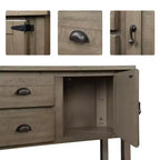 Tavolo console da 48 pollici in legno massello con 2 cassetti e armadietti per soggiorno e sala da pranzo, rustico