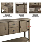 Tavolo console da 48 pollici in legno massello con 2 cassetti e armadietti per soggiorno e sala da pranzo, rustico