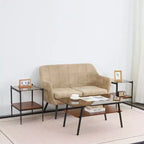 Tavolino rettangolare da caffè con piano in vetro temperato e gambe in metallo, tavolo moderno da soggiorno