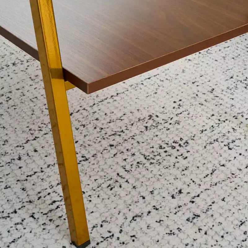 Tavolino rettangolare da caffè con piano in vetro temperato e gambe in metallo, tavolo moderno da soggiorno