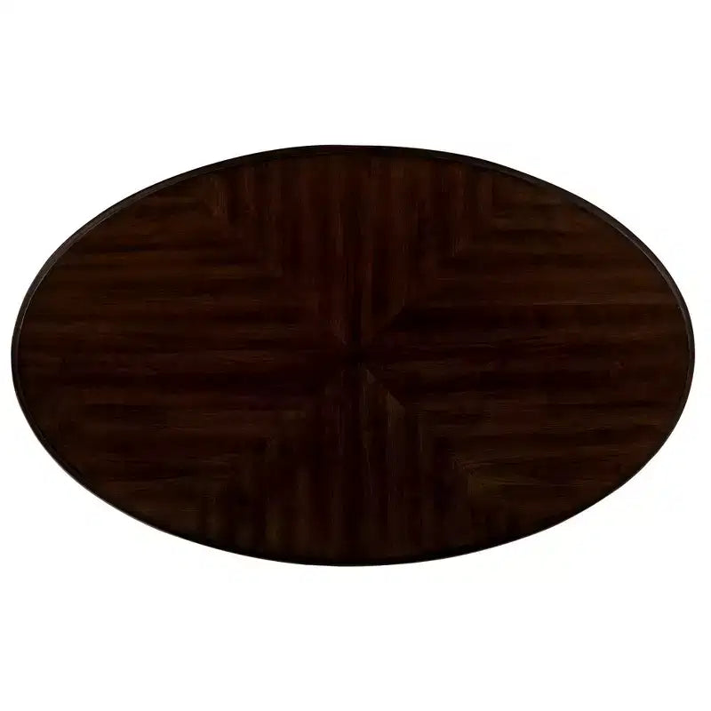 Tavolino da caffè ovale in legno da 42'' con 2 ripiani e mensola aperta per soggiorno, beige e piano color espresso