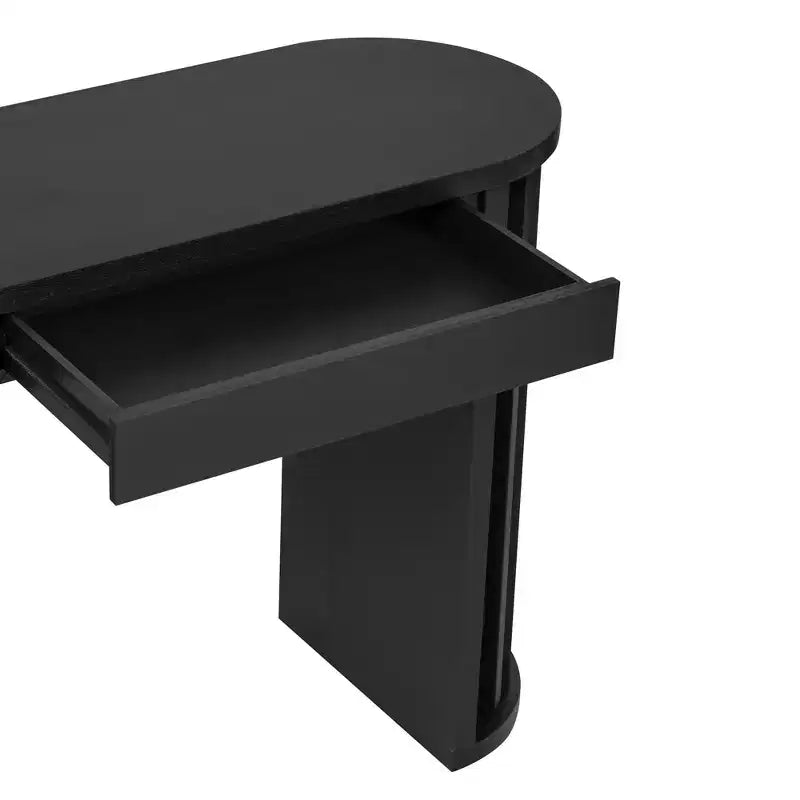 Consolle lunga 59 pollici con design a linee curve e dritte per ingresso e soggiorno, nera