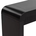 Consolle rustica con frontale del cassetto scanalato, angoli arrotondati e gambe spesse per corridoio e soggiorno, nera