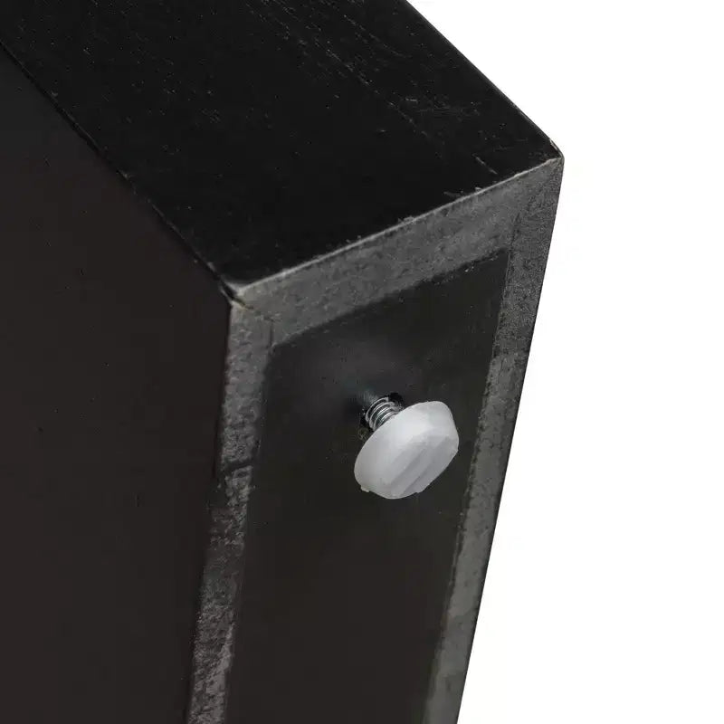 Consolle rustica con frontale del cassetto scanalato, angoli arrotondati e gambe spesse per corridoio e soggiorno, nera