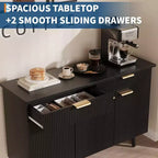Mobile credenza moderno scanalato da 47", tavolo consolle con 3 ante, 2 cassetti e ripiani regolabili, credenza d'accento per sala da pranzo e soggiorno