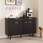 Mobile credenza moderno scanalato da 47", tavolo consolle con 3 ante, 2 cassetti e ripiani regolabili, credenza d'accento per sala da pranzo e soggiorno