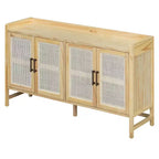 Credenza Buffet con Ante in Rattan e Mobile Contenitore per Ingresso Sala da Pranzo Cucina Soggiorno, Naturale