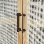 Credenza Buffet con Ante in Rattan e Mobile Contenitore per Ingresso Sala da Pranzo Cucina Soggiorno, Naturale