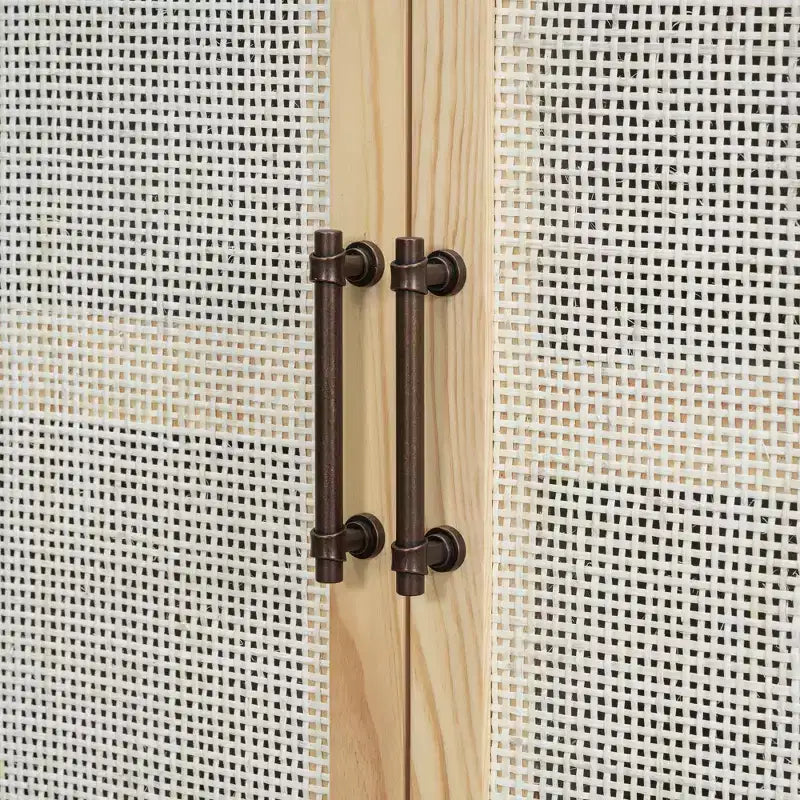 Credenza Buffet con Ante in Rattan e Mobile Contenitore per Ingresso Sala da Pranzo Cucina Soggiorno, Naturale