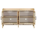 Credenza Buffet con Ante in Rattan e Mobile Contenitore per Ingresso Sala da Pranzo Cucina Soggiorno, Naturale