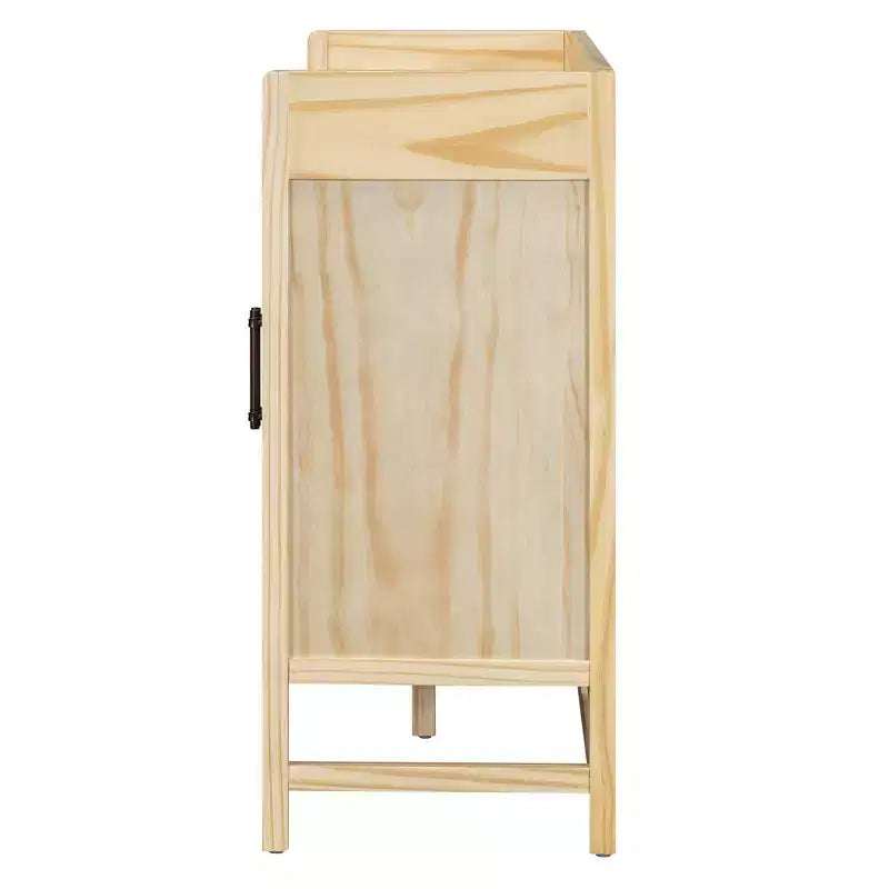 Credenza Buffet con Ante in Rattan e Mobile Contenitore per Ingresso Sala da Pranzo Cucina Soggiorno, Naturale