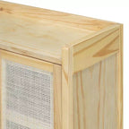 Credenza Buffet con Ante in Rattan e Mobile Contenitore per Ingresso Sala da Pranzo Cucina Soggiorno, Naturale