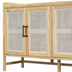 Credenza Buffet con Ante in Rattan e Mobile Contenitore per Ingresso Sala da Pranzo Cucina Soggiorno, Naturale