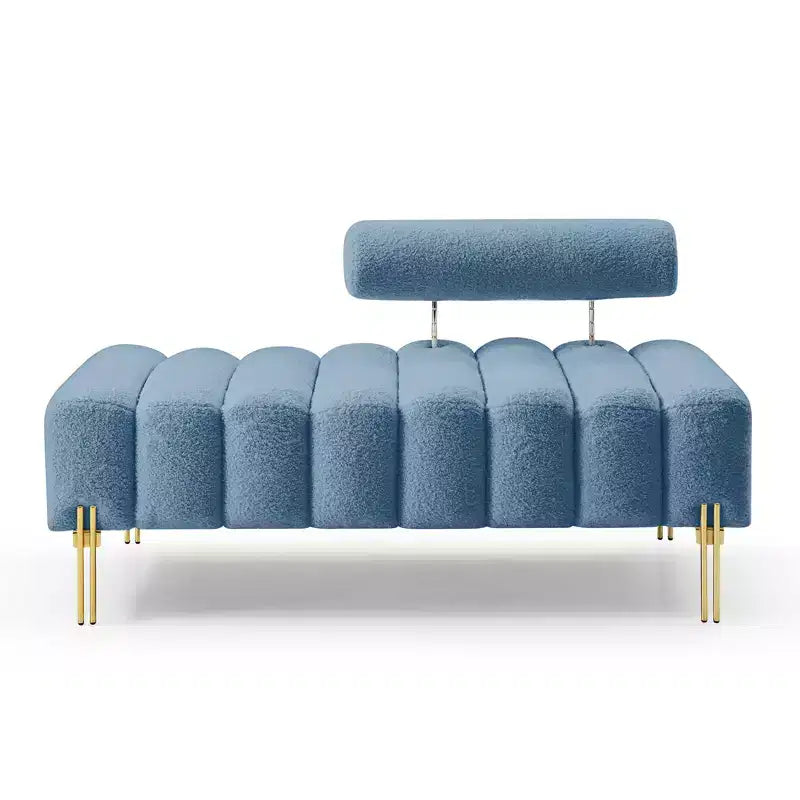 Panca imbottita azzurra chiara larga 135 cm, divanetto moderno a 2 posti per camera da letto, ingresso o corridoio, panca fondoletto con seduta comoda