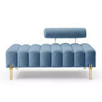 Panca imbottita azzurra chiara larga 135 cm, divanetto moderno a 2 posti per camera da letto, ingresso o corridoio, panca fondoletto con seduta comoda
