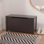 Contenitore Giocattoli in Legno con Cerniera di Sicurezza, Cassapanca Porta Giocattoli per Bambini con Coperchio per Camera da Letto, Sala Giochi, Soggiorno, 80x33x42.4 cm Marrone Scuro
