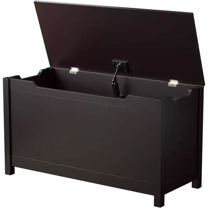 Contenitore Giocattoli in Legno con Cerniera di Sicurezza, Cassapanca Porta Giocattoli per Bambini con Coperchio per Camera da Letto, Sala Giochi, Soggiorno, 80x33x42.4 cm Marrone Scuro