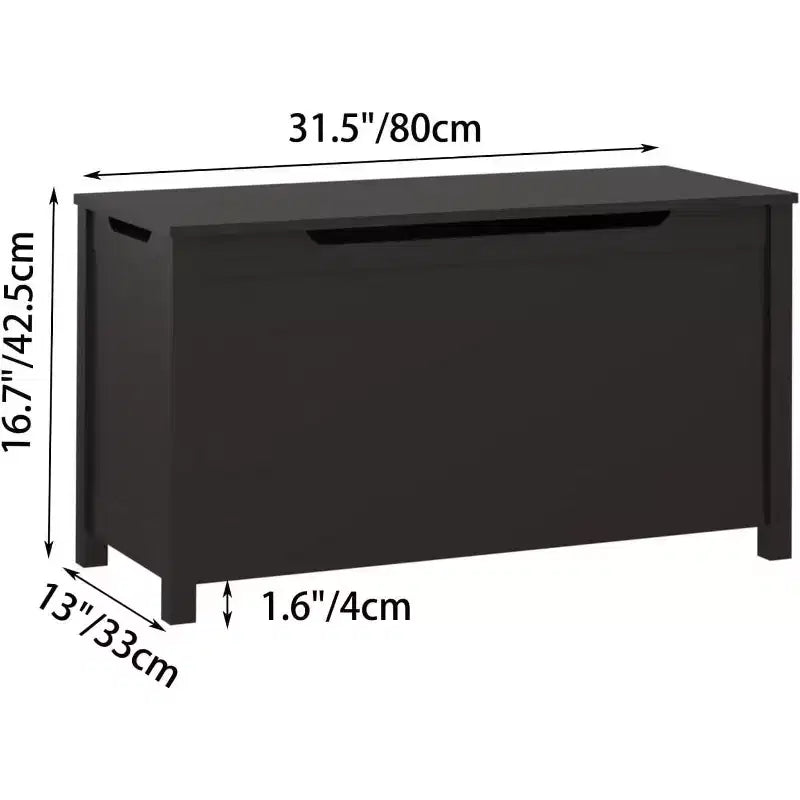 Contenitore Giocattoli in Legno con Cerniera di Sicurezza, Cassapanca Porta Giocattoli per Bambini con Coperchio per Camera da Letto, Sala Giochi, Soggiorno, 80x33x42.4 cm Marrone Scuro