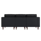 Divano da reception HERCULES Artemis imbottito con 4 prese CA/2 porte USB/2 porte USB-C e gambe in legno di noce con piedini regolabili