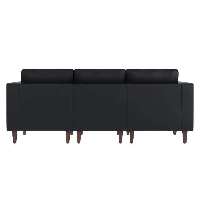 Divano da reception HERCULES Artemis imbottito con 4 prese CA/2 porte USB/2 porte USB-C e gambe in legno di noce con piedini regolabili