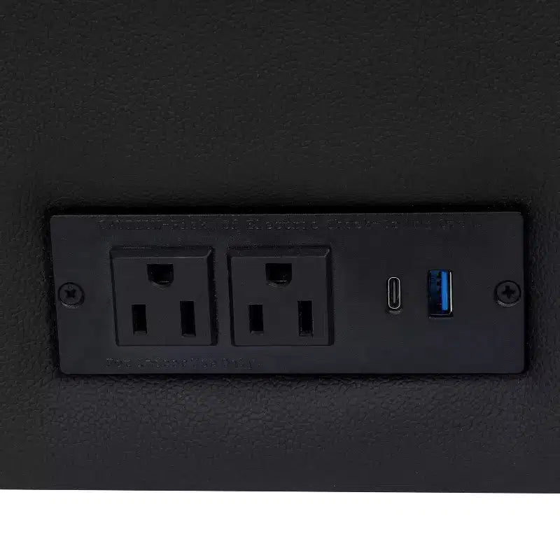 Divano da reception HERCULES Artemis imbottito con 4 prese CA/2 porte USB/2 porte USB-C e gambe in legno di noce con piedini regolabili
