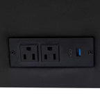 Divano da reception HERCULES Artemis imbottito con 4 prese CA/2 porte USB/2 porte USB-C e gambe in legno di noce con piedini regolabili