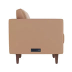 Divano da reception HERCULES Artemis imbottito con 4 prese CA/2 porte USB/2 porte USB-C e gambe in legno di noce con piedini regolabili