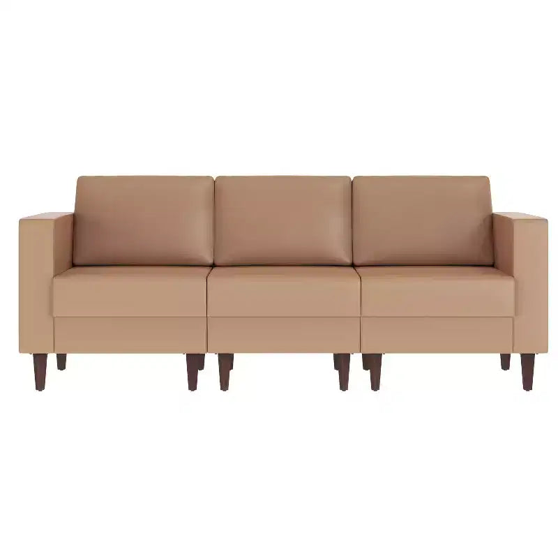 Divano da reception HERCULES Artemis imbottito con 4 prese CA/2 porte USB/2 porte USB-C e gambe in legno di noce con piedini regolabili