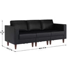 Divano da reception HERCULES Artemis imbottito con 4 prese CA/2 porte USB/2 porte USB-C e gambe in legno di noce con piedini regolabili