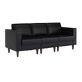 Flash Furniture HERCULES Artemis Upholstered Reception Sofa with 4 AC Outlets/2 USB/2 USB-C Ports and Wood Walnut Legs with Adjustable Floor Glides