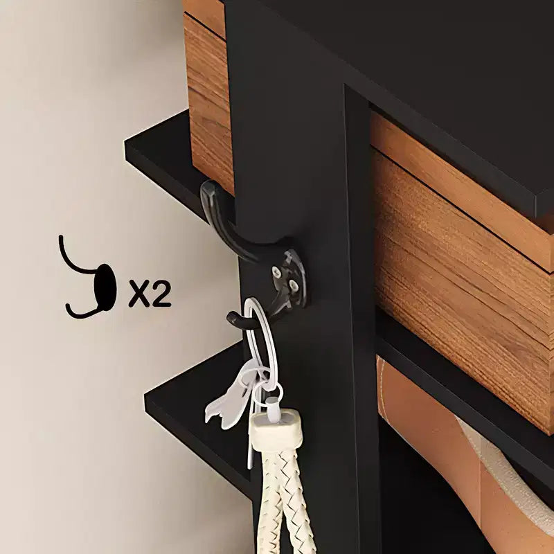 Scarpiera sottile a 10 livelli alta 157 cm con ganci laterali per ingresso, camera da letto e armadio, contiene 10-20 paia