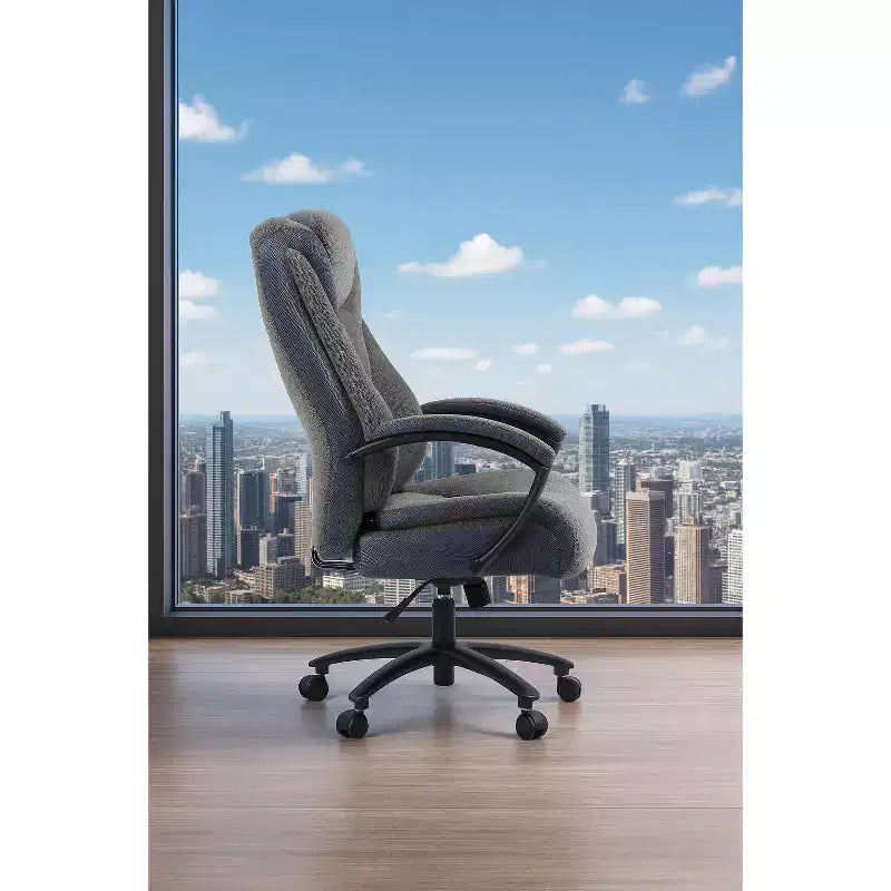 Sedia da Ufficio Direzionale con Superficie in Cotone, Sedia da Ufficio Regolabile in Altezza con Schienale Alto e Ruote