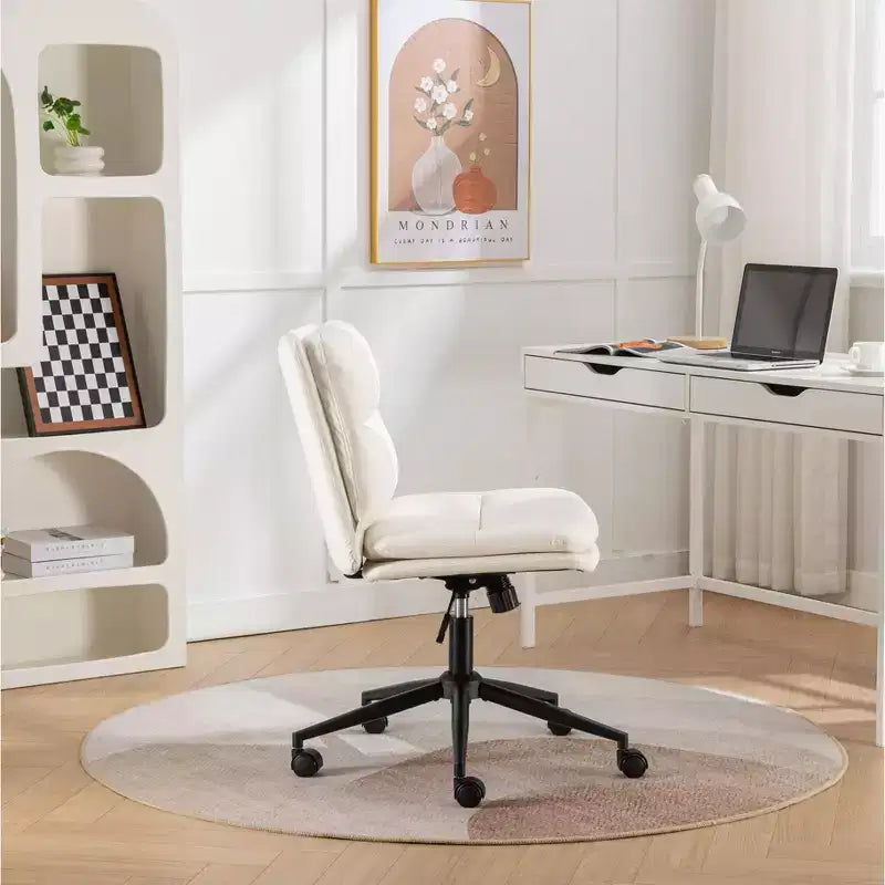 Sedia da Ufficio Regolabile in Altezza, Sedia Girevole Extra Large con Seduta e Schienale Imbottiti, Sedia da Computer per Ufficio, Sala Trucco