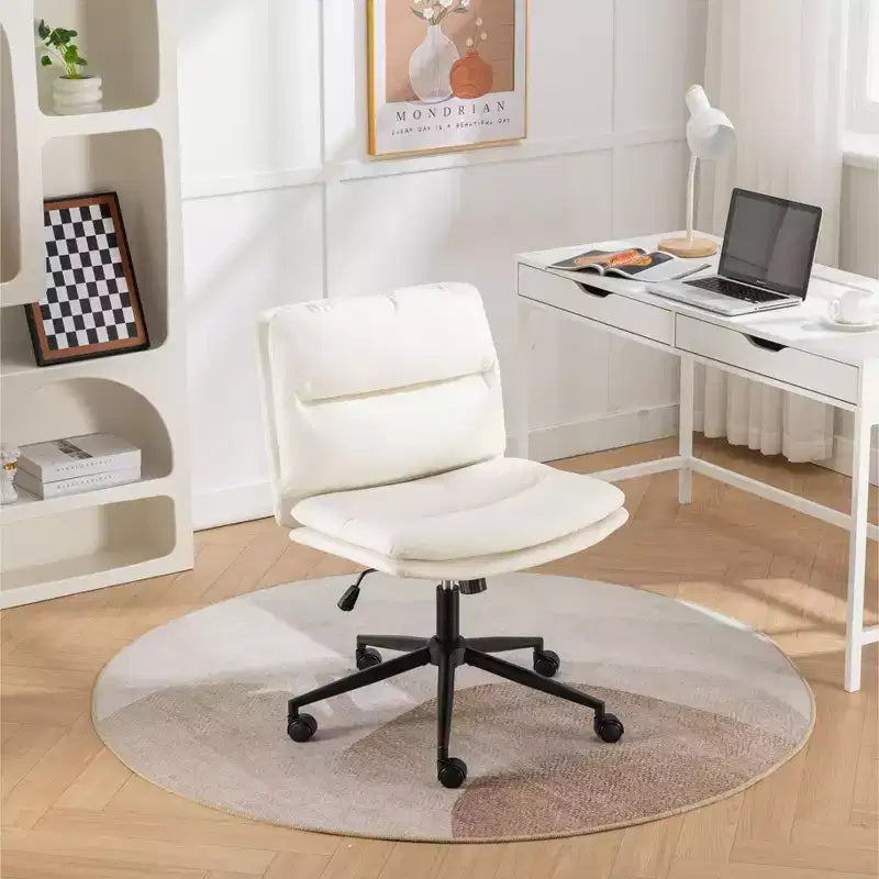 Sedia da Ufficio Regolabile in Altezza, Sedia Girevole Extra Large con Seduta e Schienale Imbottiti, Sedia da Computer per Ufficio, Sala Trucco