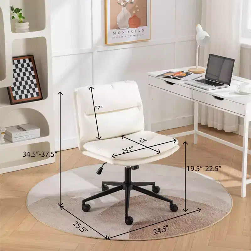 Sedia da Ufficio Regolabile in Altezza, Sedia Girevole Extra Large con Seduta e Schienale Imbottiti, Sedia da Computer per Ufficio, Sala Trucco