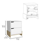 Comodino a due cassetti bianco e legno naturale (20)