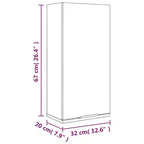 Mobile bagno grigio Sonoma in legno multistrato 32x20x67 cm