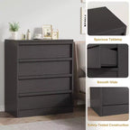 Comodino da 3/4 Cassetti per Camera da Letto, Comodino a 3 Cassetti con Ampio Spazio Contenitore, Piccolo Comò Moderno per Ingresso