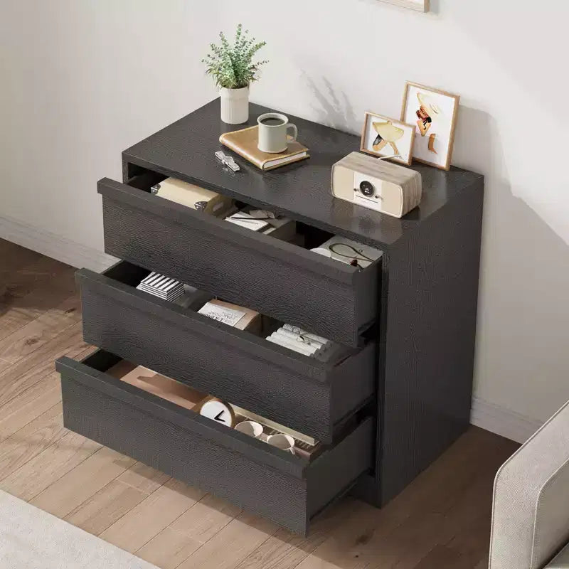 Comodino da 3/4 Cassetti per Camera da Letto, Comodino a 3 Cassetti con Ampio Spazio Contenitore, Piccolo Comò Moderno per Ingresso