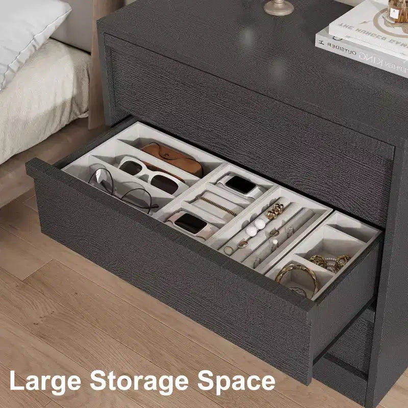 Comodino da 3/4 Cassetti per Camera da Letto, Comodino a 3 Cassetti con Ampio Spazio Contenitore, Piccolo Comò Moderno per Ingresso