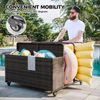 Organizzatore porta-oggetti galleggianti per piscina resistente, caddy in rattan PE a 2 scomparti, impermeabile e resistente ai raggi UV con braccioli