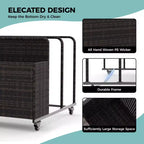 Organizzatore porta-oggetti galleggianti per piscina resistente, caddy in rattan PE a 2 scomparti, impermeabile e resistente ai raggi UV con braccioli