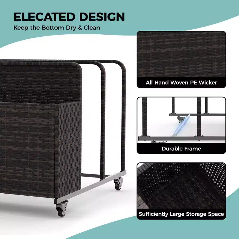 Organizzatore porta-oggetti galleggianti per piscina resistente, caddy in rattan PE a 2 scomparti, impermeabile e resistente ai raggi UV con braccioli