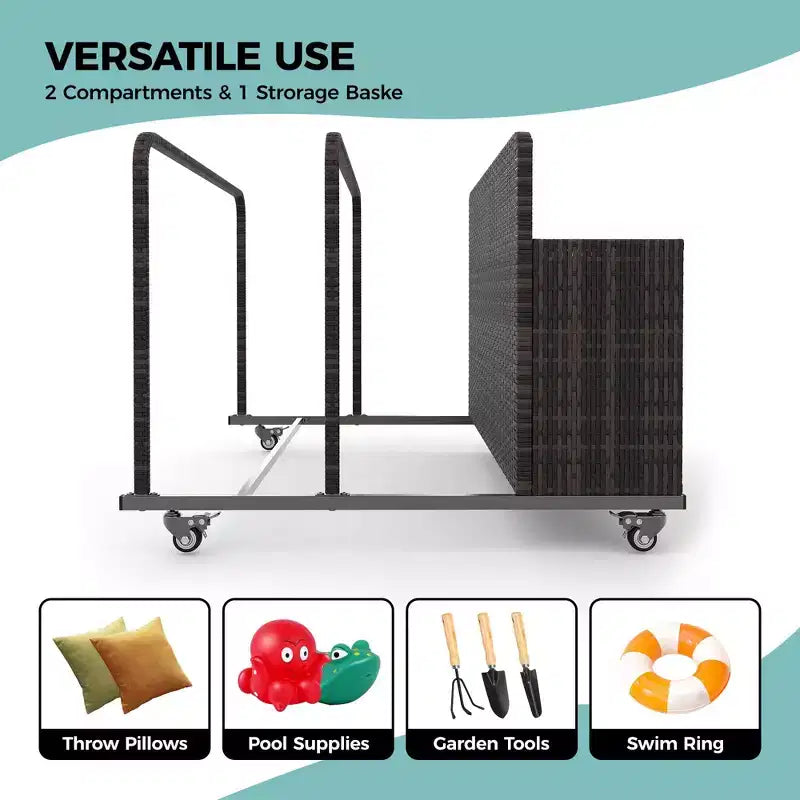 Organizzatore porta-oggetti galleggianti per piscina resistente, caddy in rattan PE a 2 scomparti, impermeabile e resistente ai raggi UV con braccioli